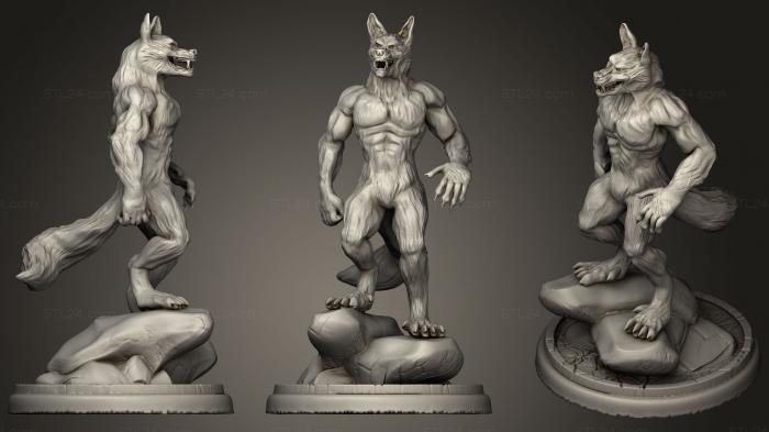 Статуэтки герои, монстры и демоны (Мини-статуя оборотня (низкое разрешение), STKM_0564) 3D модель для ЧПУ станка