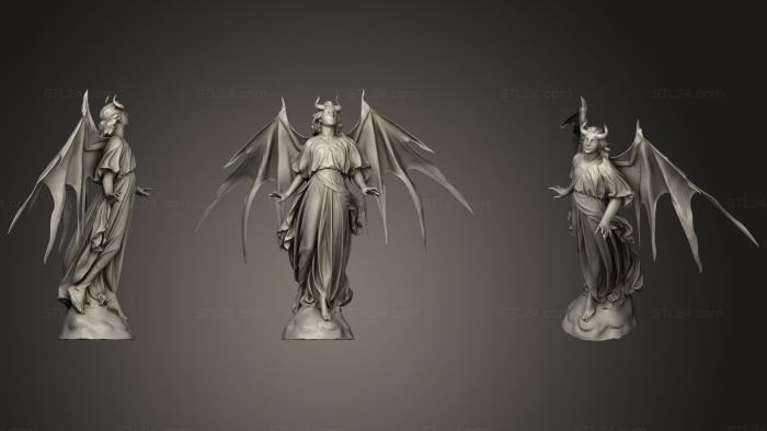 Статуэтки герои, монстры и демоны (Крылатая Ангельская статуя Демона, STKM_0569) 3D модель для ЧПУ станка