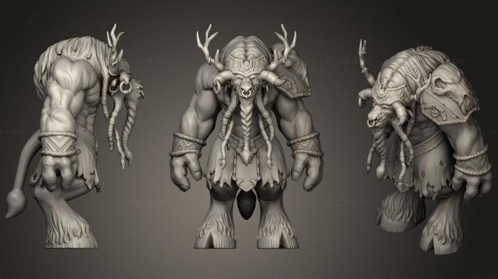 Статуэтки герои, монстры и демоны (World Of Warcraft Таурен Фанарт, STKM_0575) 3D модель для ЧПУ станка