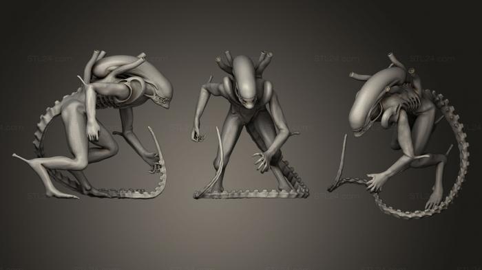 Статуэтки герои, монстры и демоны (Инопланетный Дрон-Воин-Ксеноморф, STKM_0595) 3D модель для ЧПУ станка