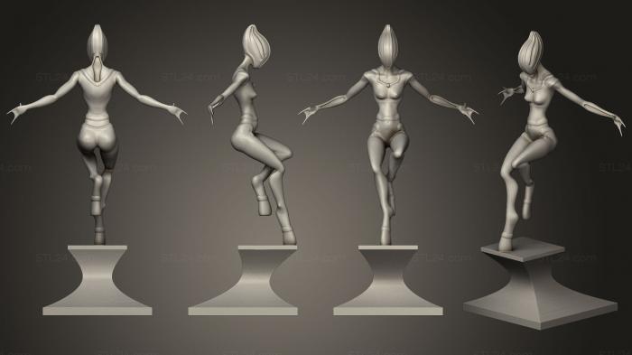 Статуэтки герои, монстры и демоны (На краю женская научно-фантастическая скульптура, STKM_0638) 3D модель для ЧПУ станка