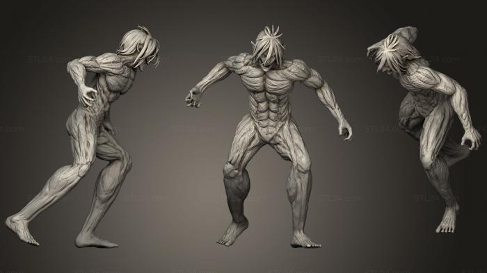 Статуэтки герои, монстры и демоны (Атакующий Титан Эрен Годжер, STKM_0640) 3D модель для ЧПУ станка