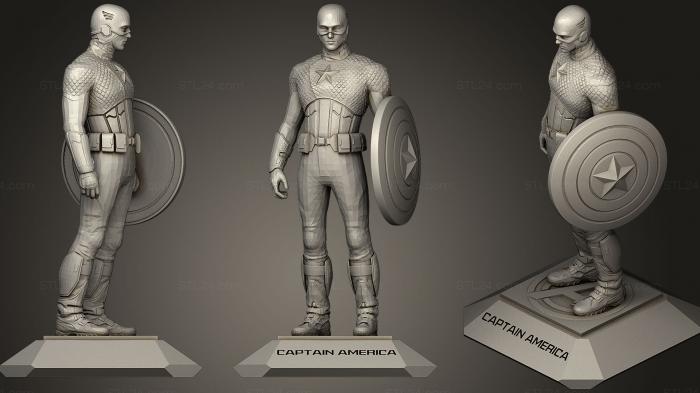 Статуэтки герои, монстры и демоны (Капитан Америка (для печати), STKM_0720) 3D модель для ЧПУ станка