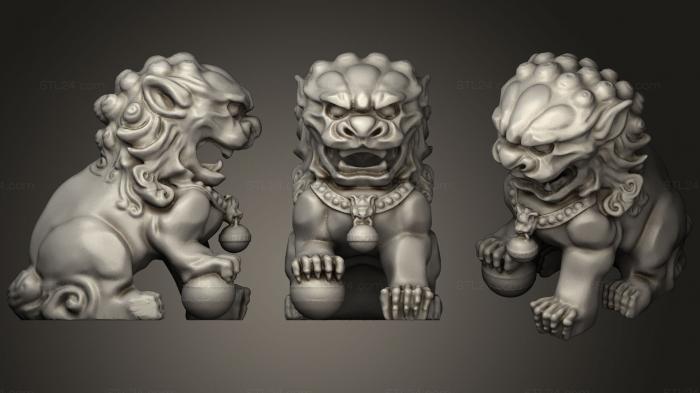 Figurines heroes, monsters and demons (Chinese Guardian Lions1, STKM_0727) 3D models for cnc