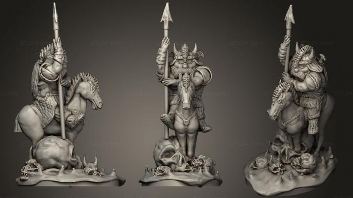 Figurines heroes, monsters and demons (Dwarf Equestrian Spearman, STKM_0794) 3D models for cnc