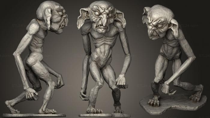 Статуэтки герои, монстры и демоны (Гоблин лесной охотник, STKM_0824) 3D модель для ЧПУ станка