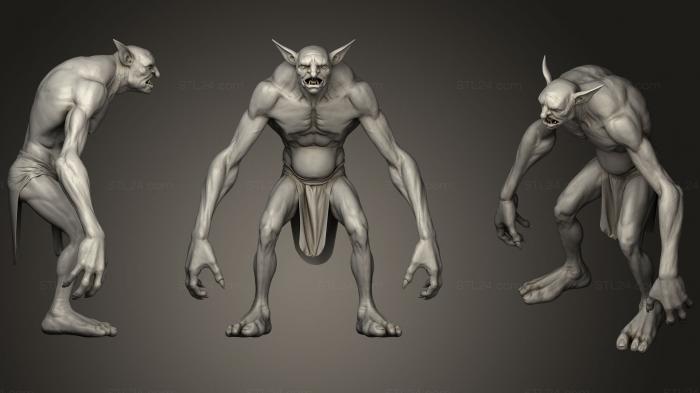 Статуэтки герои, монстры и демоны (Гоблин Zbrush High Poly, STKM_0825) 3D модель для ЧПУ станка