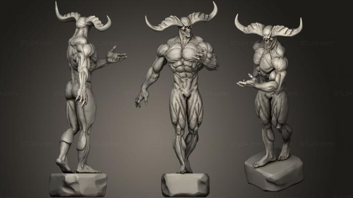 Статуэтки герои, монстры и демоны (Рогатый Адский Герцог, STKM_0864) 3D модель для ЧПУ станка