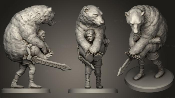 Статуэтки герои, монстры и демоны (Человек, Несущий Мини-медведя, STKM_0954) 3D модель для ЧПУ станка