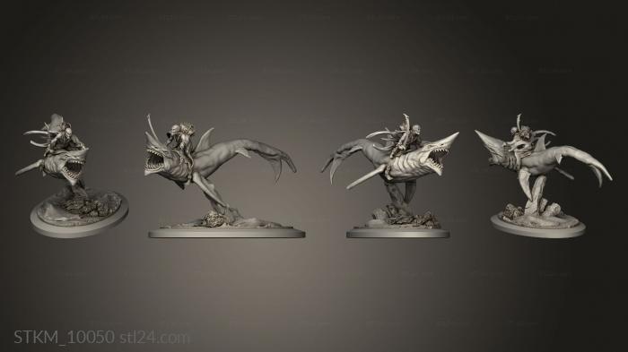 Figurines heroes, monsters and demons (Pirates Curse the Dead Seas Troops Mounted Gold Fools on Shark Fool, STKM_10050) 3D models for cnc