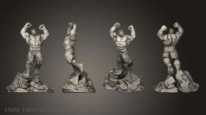 Figurines heroes, monsters and demons (Red Hulk Platform, STKM_10077) 3D models for cnc