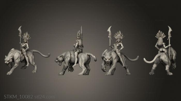 Figurines heroes, monsters and demons (Princess on Panther key, STKM_10082) 3D models for cnc
