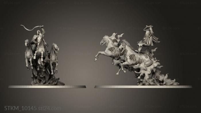 Figurines heroes, monsters and demons (UNDEAD BOYAR CHARIOT HORSES, STKM_10145) 3D models for cnc