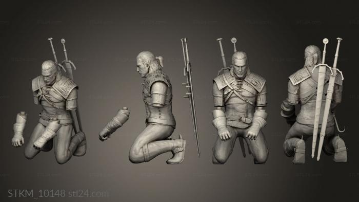 Статуэтки герои, монстры и демоны (Ведьмак Геральт, STKM_10148) 3D модель для ЧПУ станка