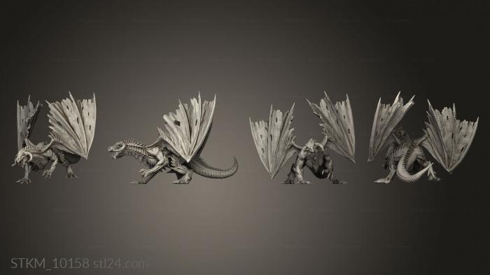 Figurines heroes, monsters and demons (black dragon Wings Separate, STKM_10158) 3D models for cnc