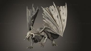 Figurines heroes, monsters and demons (black dragon Wings Separate, STKM_10158) 3D models for cnc