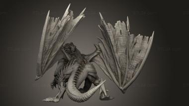 Figurines heroes, monsters and demons (black dragon Wings Separate, STKM_10158) 3D models for cnc