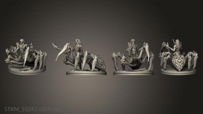 Статуэтки герои, монстры и демоны (ТЕМНЫЕ ЭЛЬФЫ-Паукообразные, STKM_10243) 3D модель для ЧПУ станка