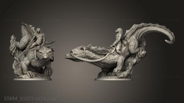 Figurines heroes, monsters and demons (Giant lizard mounted, STKM_10373) 3D models for cnc