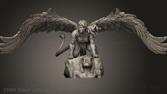 Figurines heroes, monsters and demons (Sands Destiny Gynosphinx Lurking, STKM_10669) 3D models for cnc