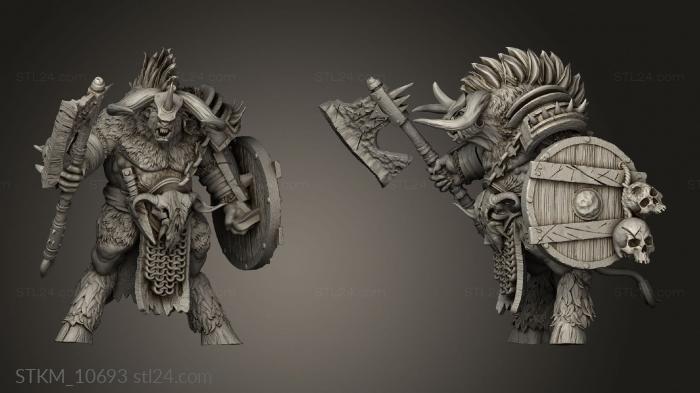 Figurines heroes, monsters and demons (Minotaur shield, STKM_10693) 3D models for cnc