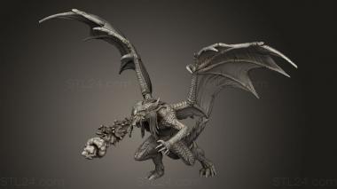 Figurines heroes, monsters and demons (Burning Lands Draconic Demon Red Breath Attack, STKM_10748) 3D models for cnc