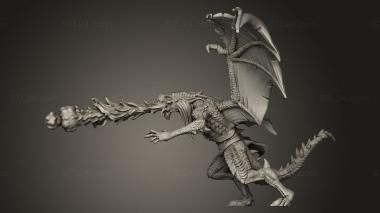 Figurines heroes, monsters and demons (Burning Lands Draconic Demon Red Breath Attack, STKM_10748) 3D models for cnc