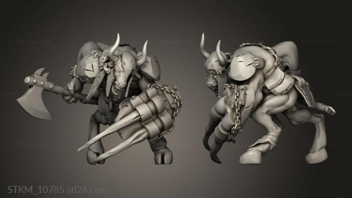 Figurines heroes, monsters and demons (Fantasy Minotaur Male Axe and Shield, STKM_10785) 3D models for cnc