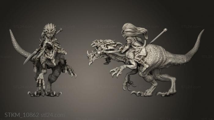 Figurines heroes, monsters and demons (Fantasy Cavalry rider Dark elf, STKM_10862) 3D models for cnc