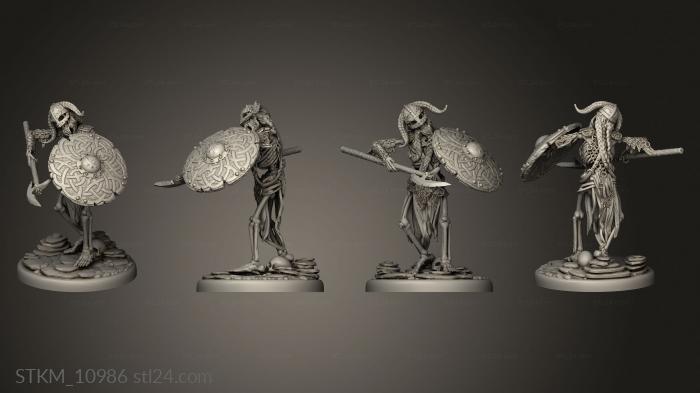 Figurines heroes, monsters and demons (draugr undead skeleton infantry, STKM_10986) 3D models for cnc
