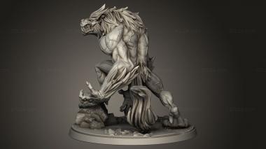 Figurines heroes, monsters and demons (male werewolf, STKM_11136) 3D models for cnc