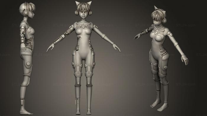 Статуэтки герои, монстры и демоны (Роботизированный Женский Персонаж, STKM_1115) 3D модель для ЧПУ станка