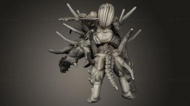 Figurines heroes, monsters and demons (Sci Fi HELLHOUND LIGER SKULL RIDER, STKM_11150) 3D models for cnc