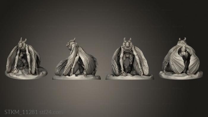 Figurines heroes, monsters and demons (Mothman, STKM_11281) 3D models for cnc