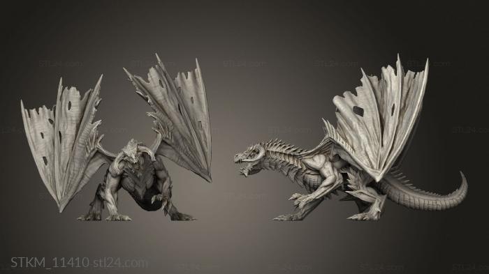 Figurines heroes, monsters and demons (black dragon Wings, STKM_11410) 3D models for cnc