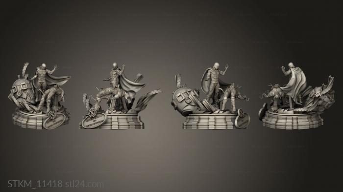 Статуэтки герои, монстры и демоны (Реклама Магнето против Росомахи, STKM_11418) 3D модель для ЧПУ станка