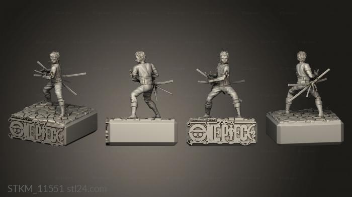 Figurines heroes, monsters and demons (roronoa zoro one able, STKM_11551) 3D models for cnc