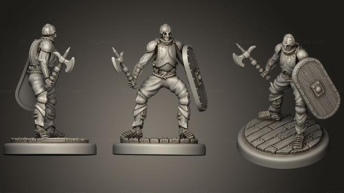 Figurines heroes, monsters and demons (Skeleton Elliptical Shield, STKM_1156) 3D models for cnc