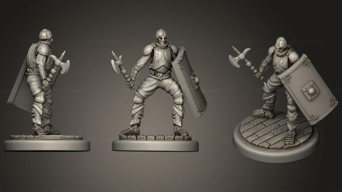 Статуэтки герои, монстры и демоны (Боевой топор Скелета пехоты + Щит- Скутум, STKM_1157) 3D модель для ЧПУ станка