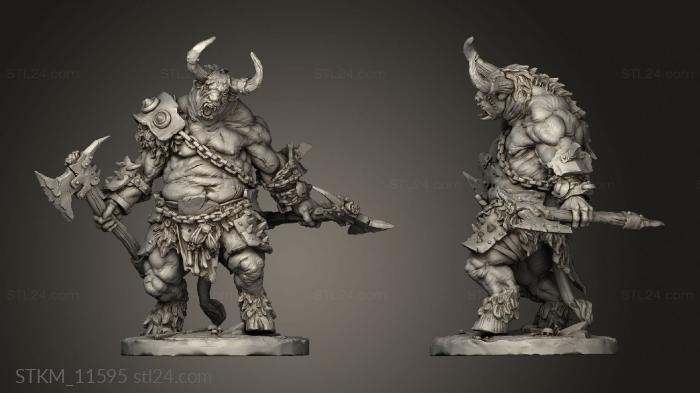 Figurines heroes, monsters and demons (Beastmen Aurox Reavers, STKM_11595) 3D models for cnc