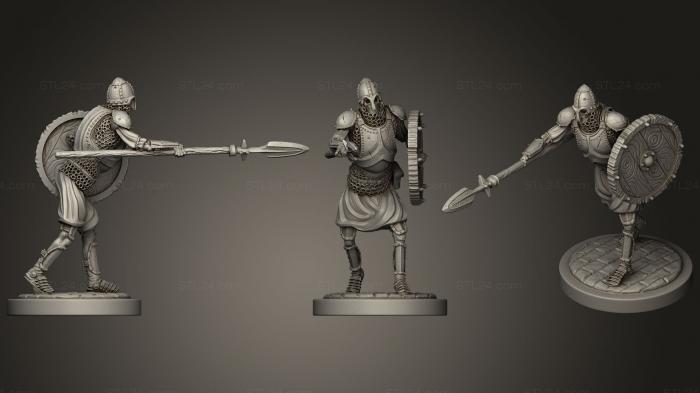 Skeleton Axe  Spear + Round Shield  Attack Pose