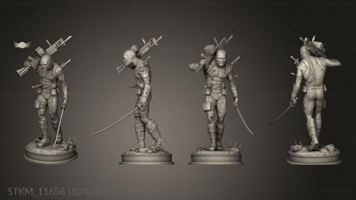 Статуэтки герои, монстры и демоны (Статуя Дэдпула, STKM_11656) 3D модель для ЧПУ станка