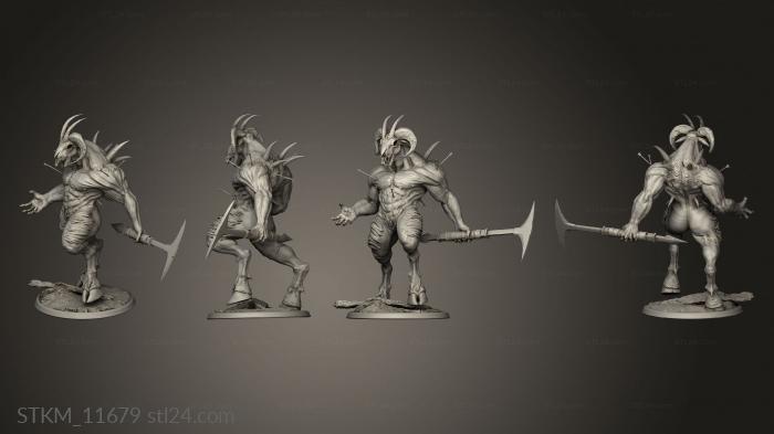 Статуэтки герои, монстры и демоны (Аркан Воинов Лунного Клана гигантский козлиный воин, STKM_11679) 3D модель для ЧПУ станка