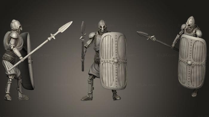 Skeleton Axe  Spear + Square Shield  Idle Pose