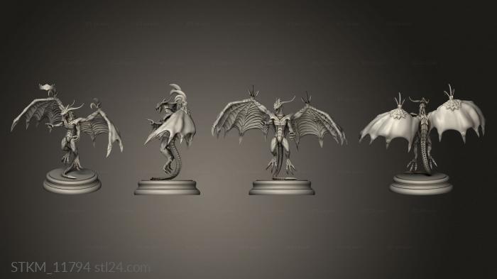 Статуэтки герои, монстры и демоны (Dragon le droite, STKM_11794) 3D модель для ЧПУ станка