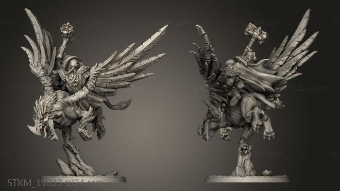 Figurines heroes, monsters and demons (Alvar on Thunderbeak the Gryphon Giants Hammer, STKM_11833) 3D models for cnc