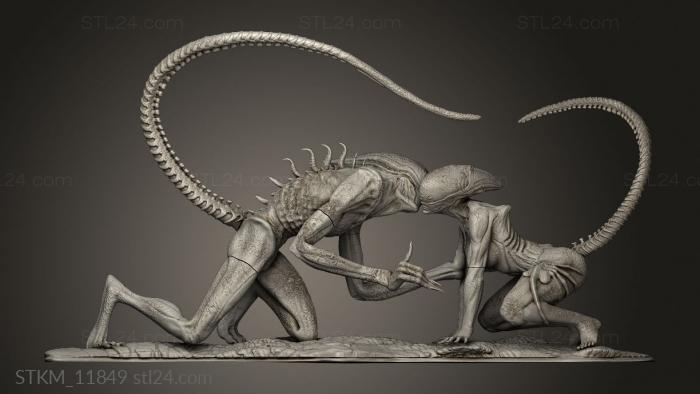 Figurines heroes, monsters and demons (aliens in LOVE ALIEN stand man, STKM_11849) 3D models for cnc