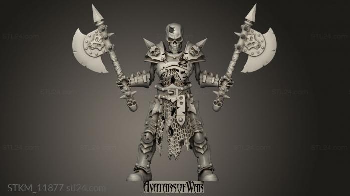 Figurines heroes, monsters and demons (skeleton champion axes, STKM_11877) 3D models for cnc