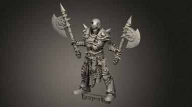 Figurines heroes, monsters and demons (skeleton champion axes, STKM_11877) 3D models for cnc