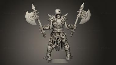 Figurines heroes, monsters and demons (skeleton champion axes, STKM_11877) 3D models for cnc